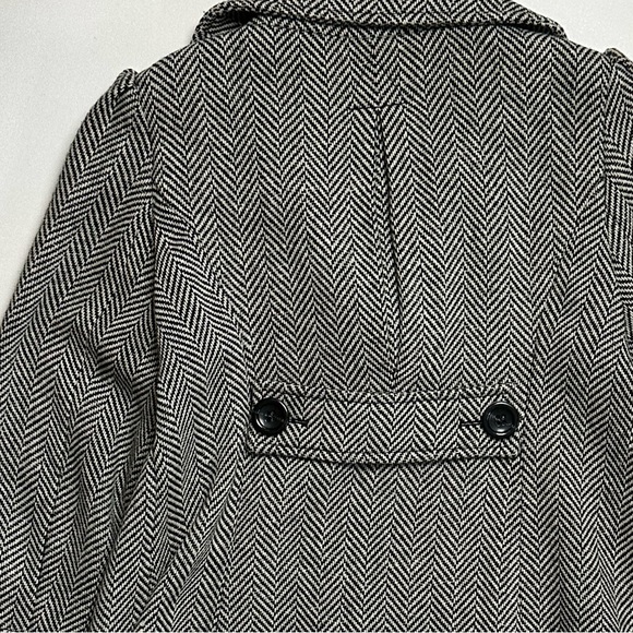 Black/White Guess Herring Bone Tweed Pea Coat Sz XL - Picture 5 of 6